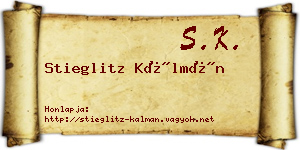 Stieglitz Kálmán névjegykártya